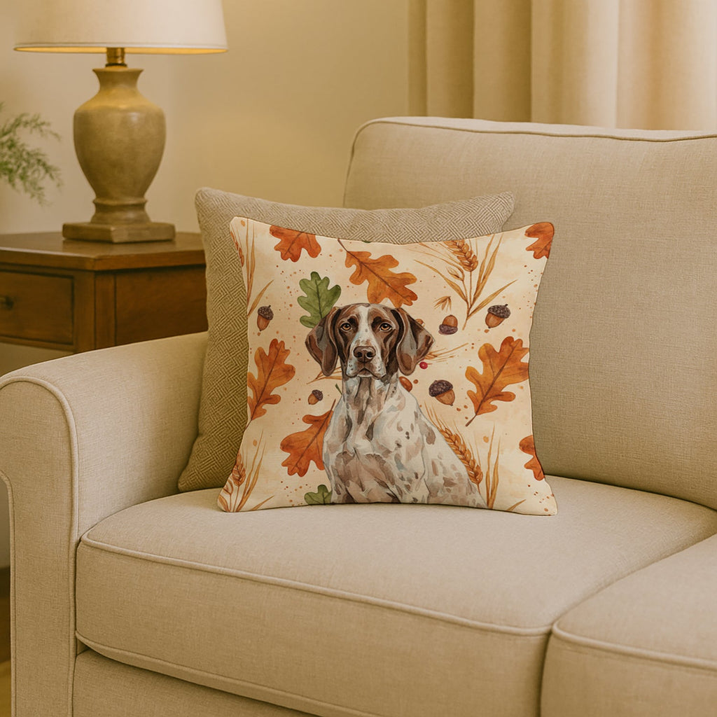 German Shorthaired Pointer Heirloom Fall Decorative Throw Pillow 18x18 Indoor Outdoor Accent Cushion, Fabric Cover with Insert for Sofa, Bed, Porch & Living Room