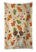 Liver and White German Wirehaired Pointer Heirloom Fall Kitchen Towel Velour Plush Front and Cotton Loop Back Machine Washable