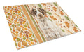 Liver and White German Wirehaired Pointer Heirloom Fall Cutting Board Tempered Glass Kitchen Cutting Surface, Heat Resistant Chopping, Non-Slip Feet, Food Prep & Serving