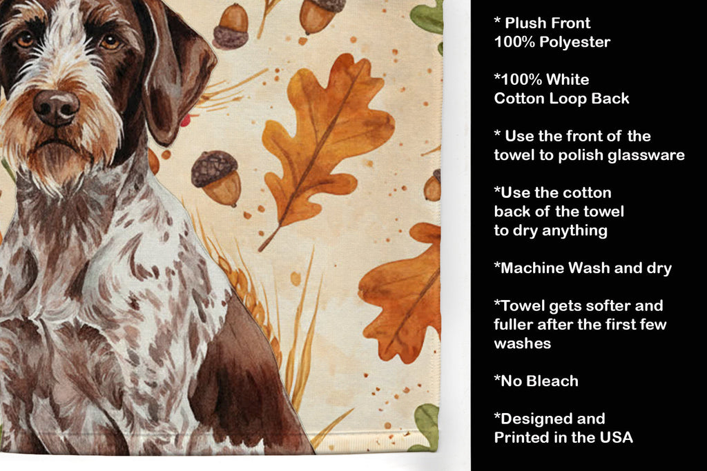 Roan German Wirehaired Pointer Heirloom Fall Kitchen Towel Velour Plush Front and Cotton Loop Back Machine Washable