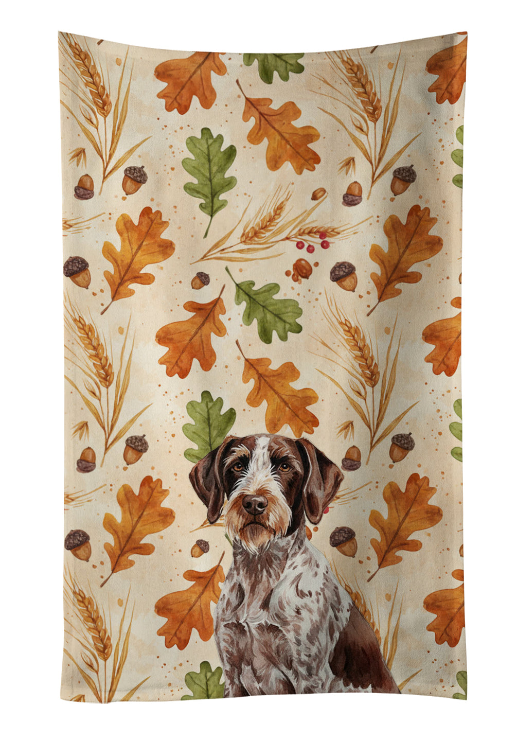 Roan German Wirehaired Pointer Heirloom Fall Kitchen Towel Velour Plush Front and Cotton Loop Back Machine Washable
