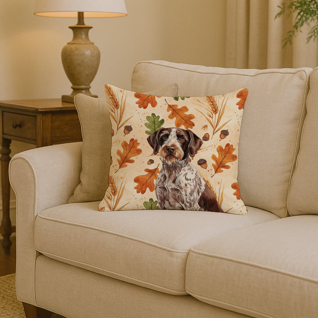 Roan German Wirehaired Pointer Heirloom Fall Decorative Throw Pillow 14x14 Indoor Outdoor Accent Cushion, Fabric Cover with Insert for Sofa, Bed, Porch & Living Room