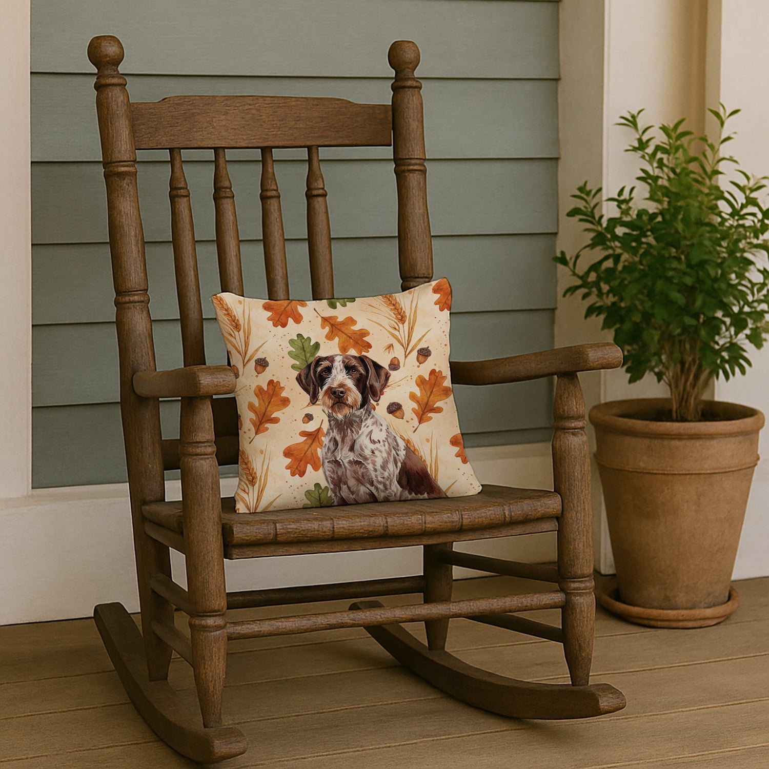 Roan German Wirehaired Pointer Heirloom Fall Decorative Throw Pillow 14x14 Indoor Outdoor Accent Cushion, Fabric Cover with Insert for Sofa, Bed, Porch & Living Room