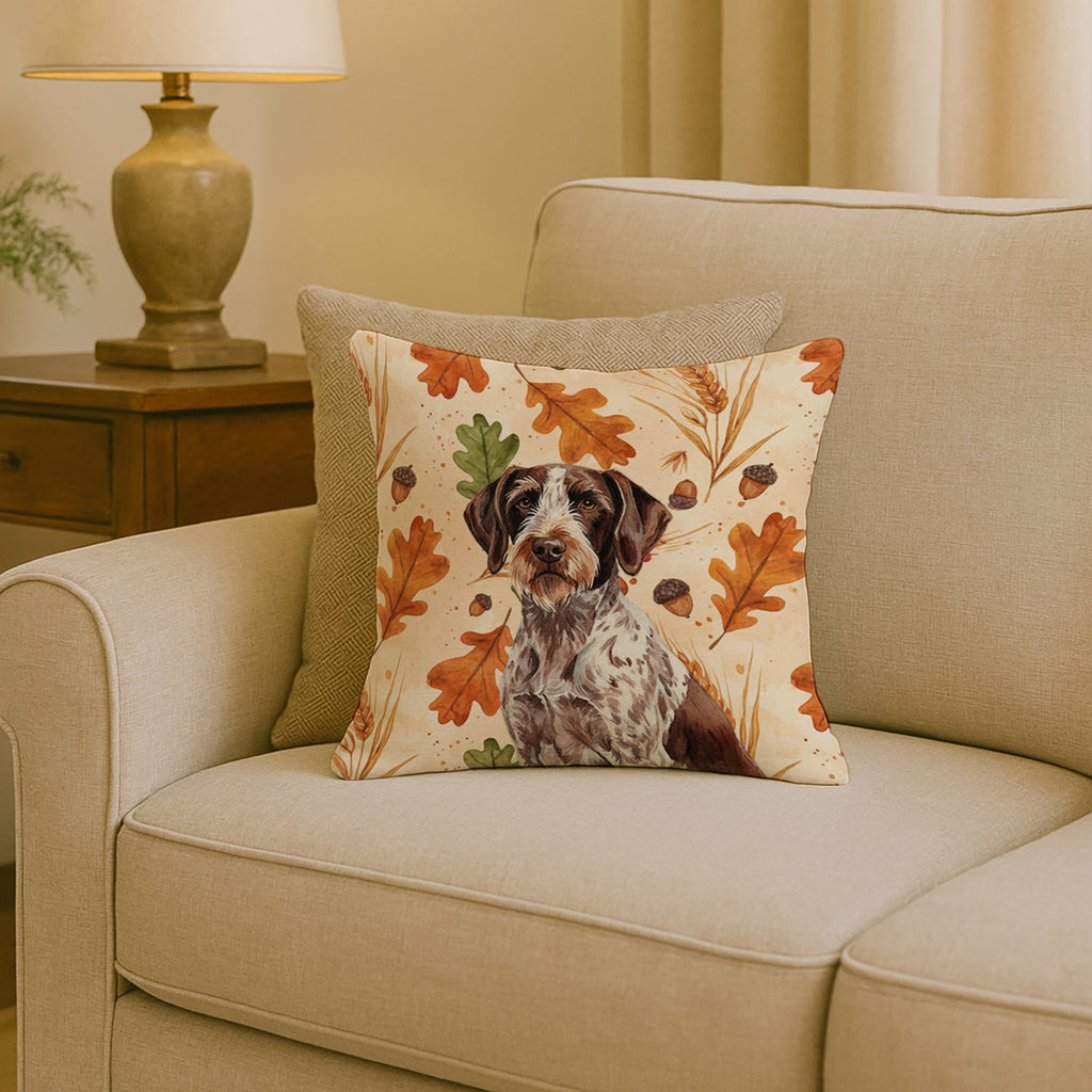 Roan German Wirehaired Pointer Heirloom Fall Decorative Throw Pillow 18x18 Indoor Outdoor Accent Cushion, Fabric Cover with Insert for Sofa, Bed, Porch & Living Room