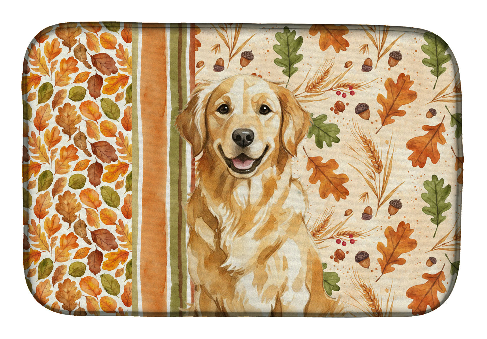 Golden Retriever Heirloom Fall Dish Drying Mat Absorbent Dish Drying Mat Pad for Kitchen Counter Dish Drainer Mat for Countertop, 14 x 21", Multicolor