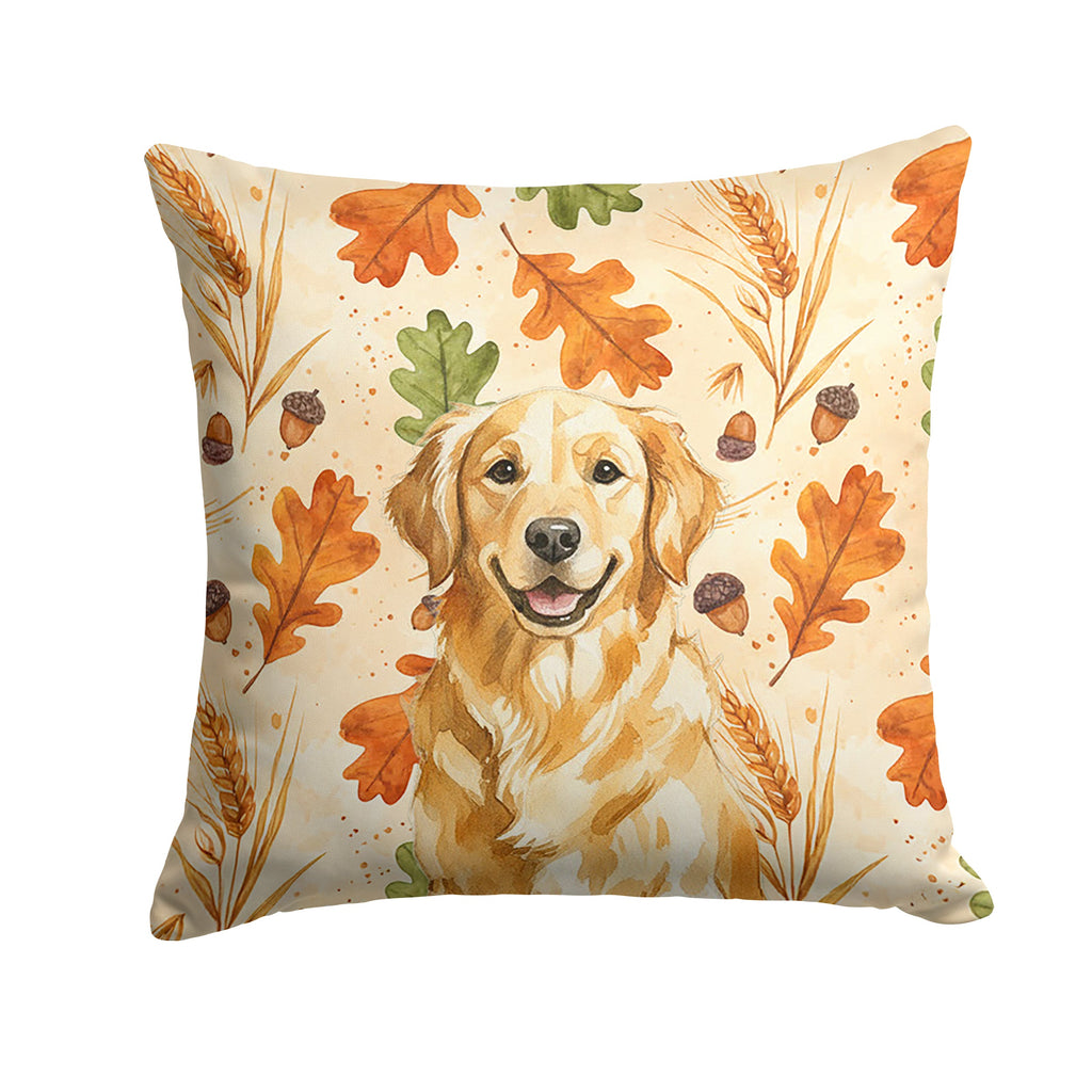 Golden Retriever Heirloom Fall Decorative Throw Pillow 14x14 Indoor Outdoor Accent Cushion, Fabric Cover with Insert for Sofa, Bed, Porch & Living Room