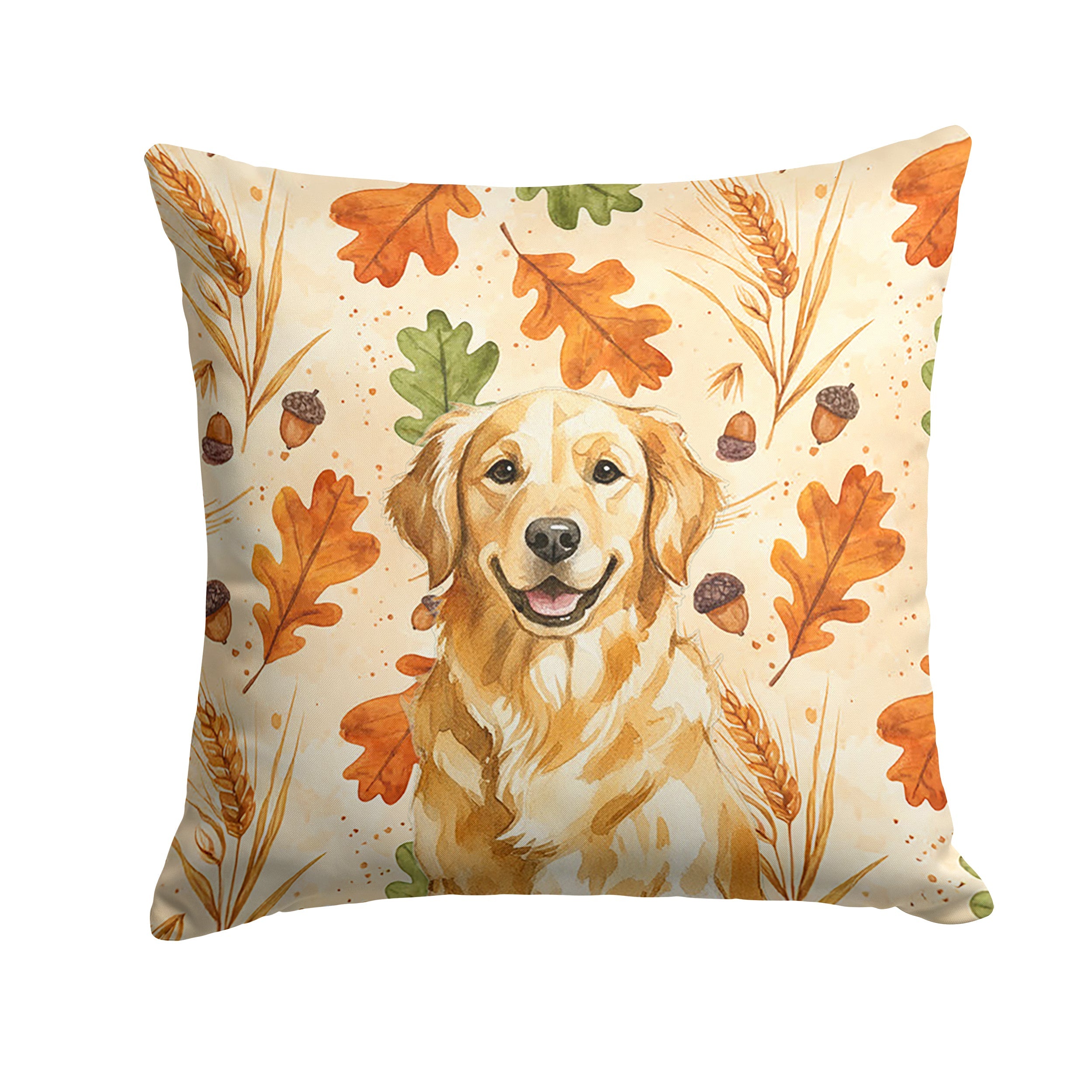 Golden Retriever Heirloom Fall Decorative Throw Pillow 18x18 Indoor Outdoor Accent Cushion, Fabric Cover with Insert for Sofa, Bed, Porch & Living Room