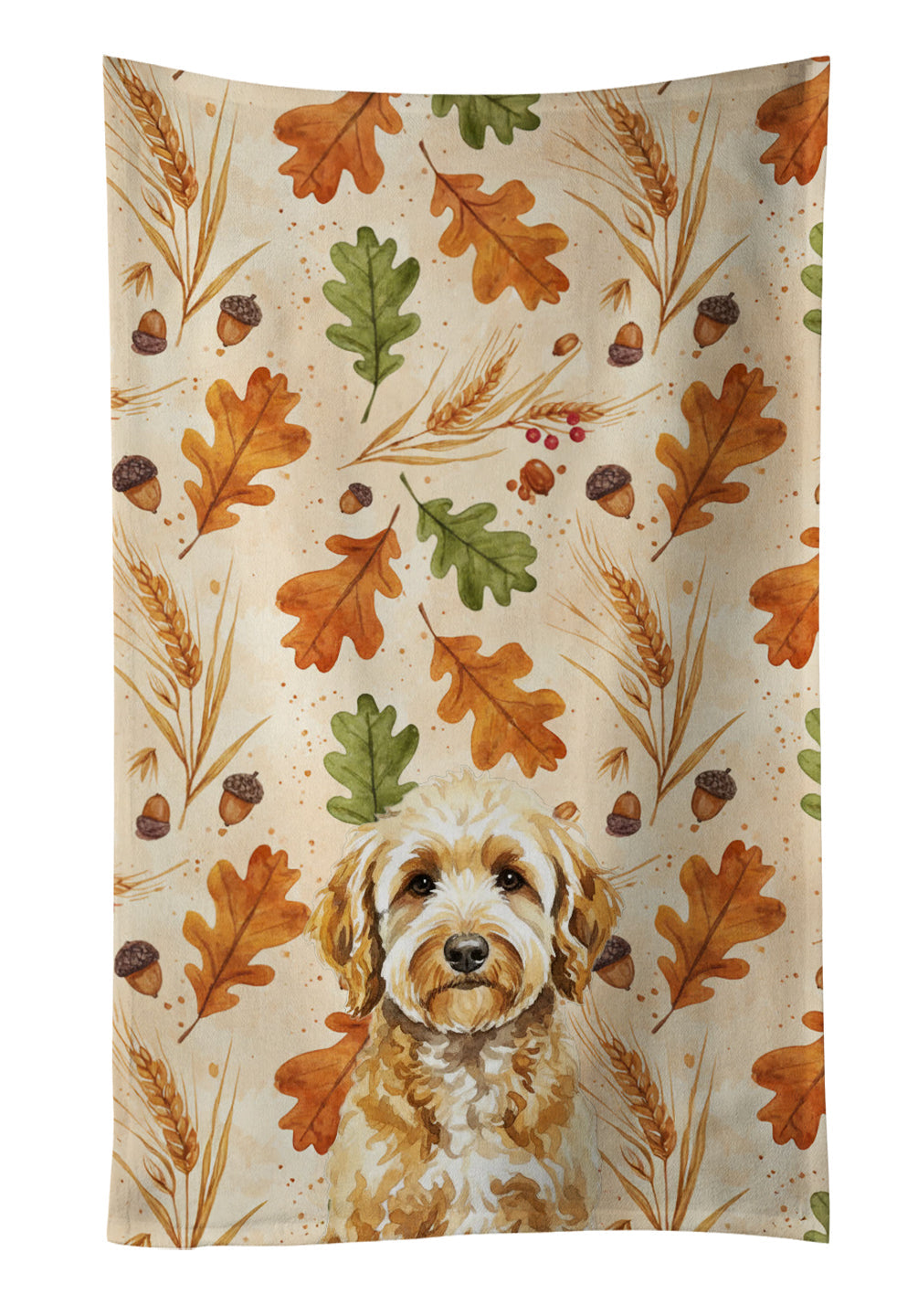 Goldendoodle Heirloom Fall Kitchen Towel Velour Plush Front and Cotton Loop Back Machine Washable