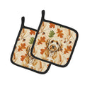 Goldendoodle Heirloom Fall Pot Holder Set of 2 Heat Resistant Quilted Hot Pads 7.5 x 7.5 Inch, Insulated Kitchen Trivets for Cooking & Baking