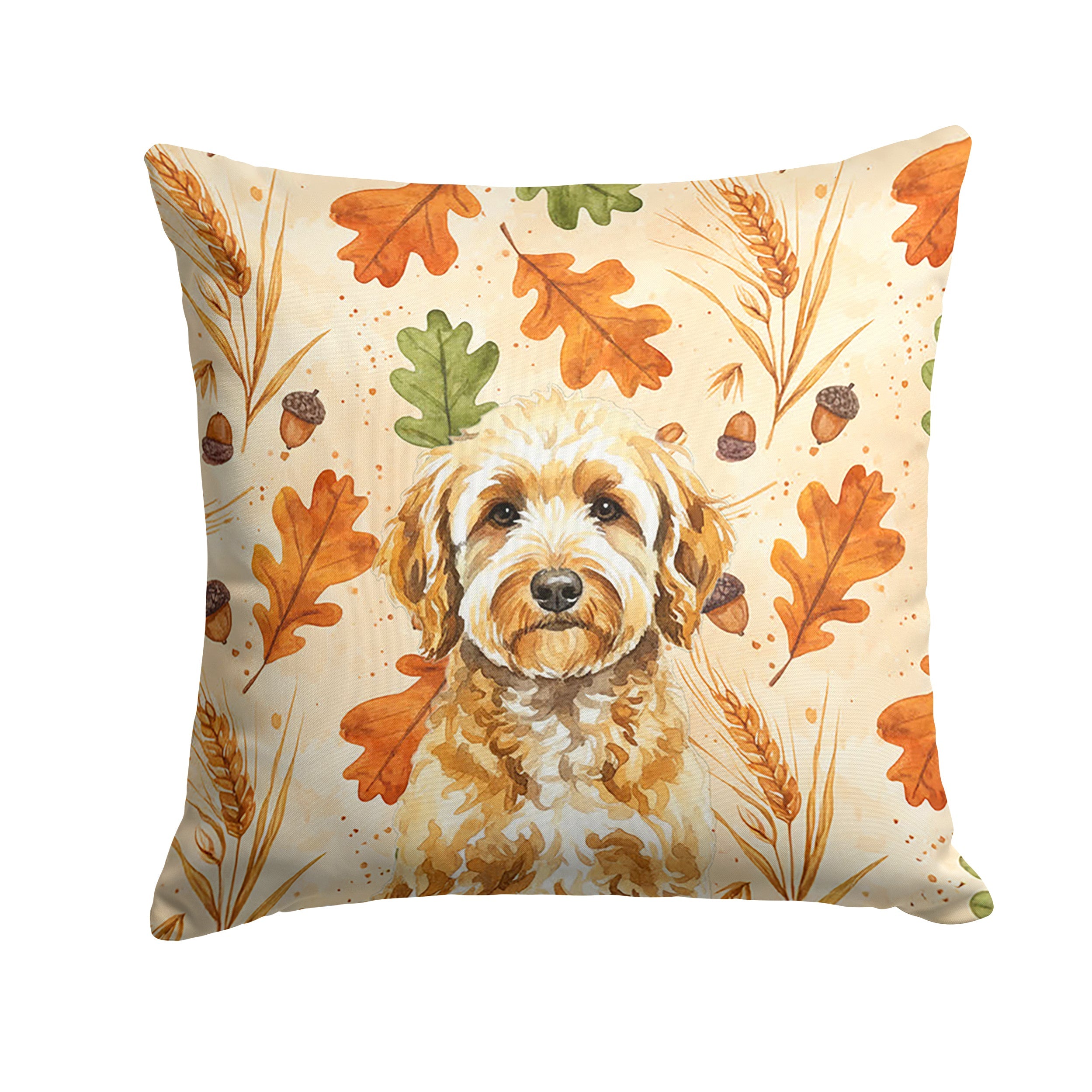 Goldendoodle Heirloom Fall Decorative Throw Pillow 14x14 Indoor Outdoor Accent Cushion, Fabric Cover with Insert for Sofa, Bed, Porch & Living Room