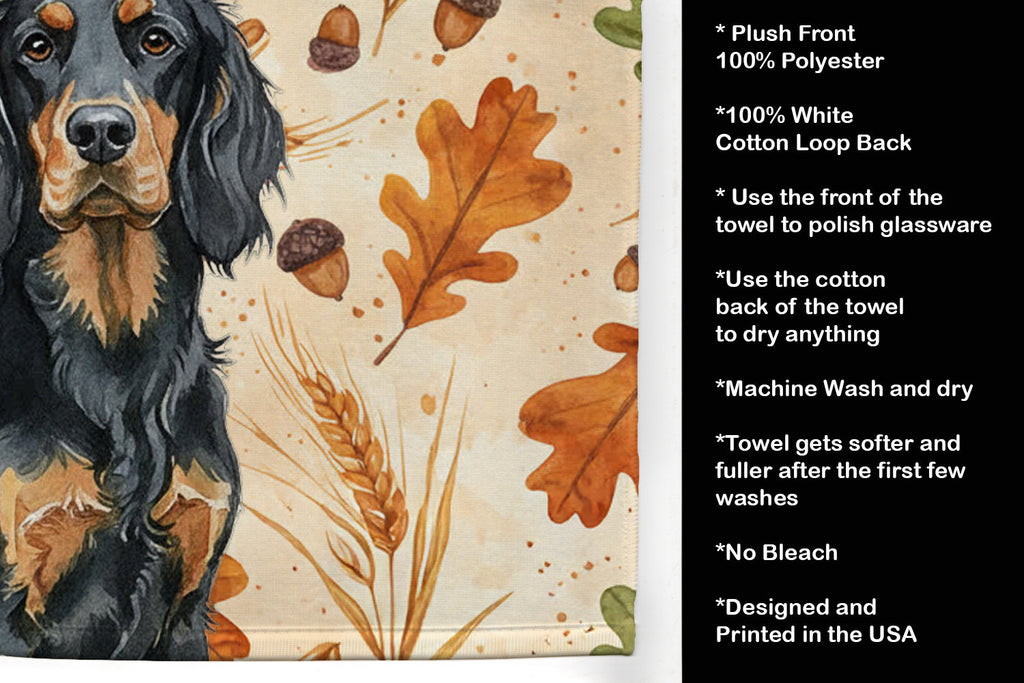 Gordon Setter Heirloom Fall Kitchen Towel Velour Plush Front and Cotton Loop Back Machine Washable