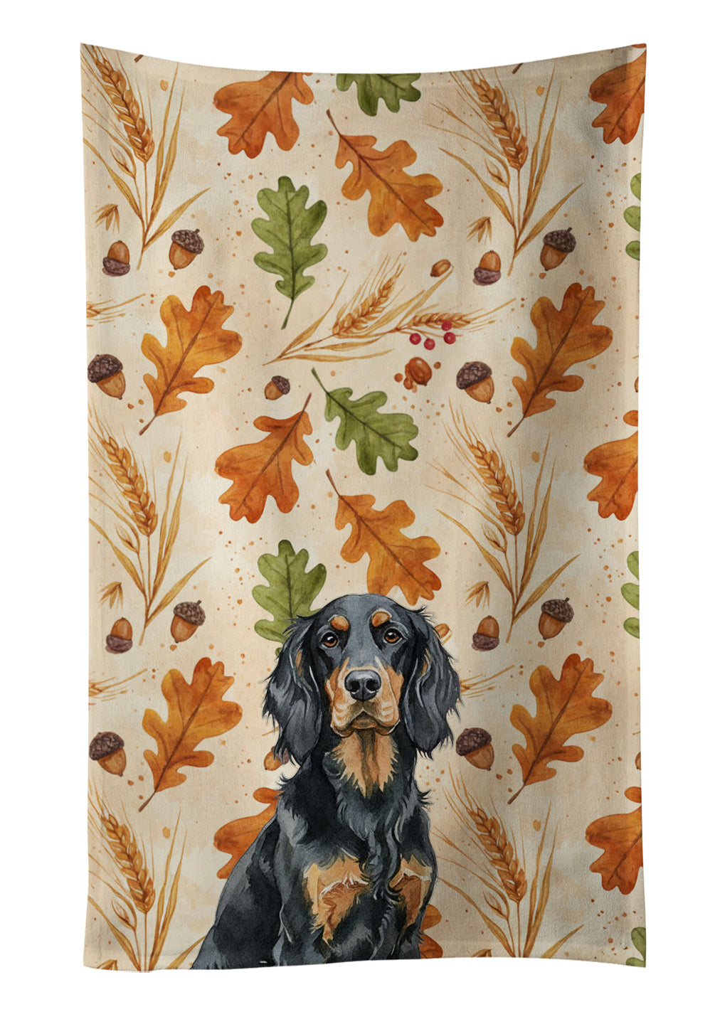 Gordon Setter Heirloom Fall Kitchen Towel Velour Plush Front and Cotton Loop Back Machine Washable