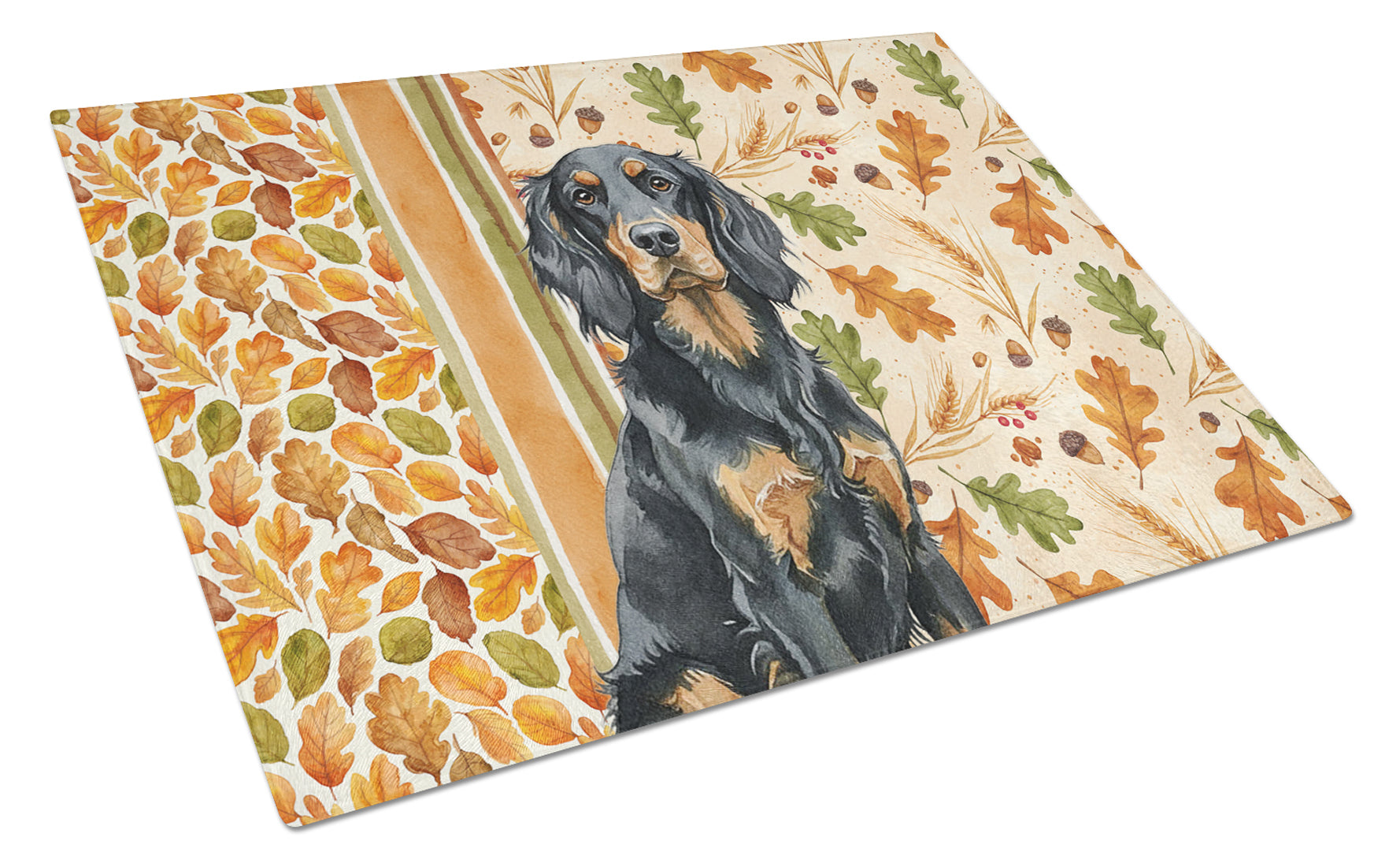 Gordon Setter Heirloom Fall Cutting Board Tempered Glass Kitchen Cutting Surface, Heat Resistant Chopping, Non-Slip Feet, Food Prep & Serving