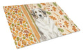 Badger Great Pyrenees Heirloom Fall Cutting Board Tempered Glass Kitchen Cutting Surface, Heat Resistant Chopping, Non-Slip Feet, Food Prep & Serving