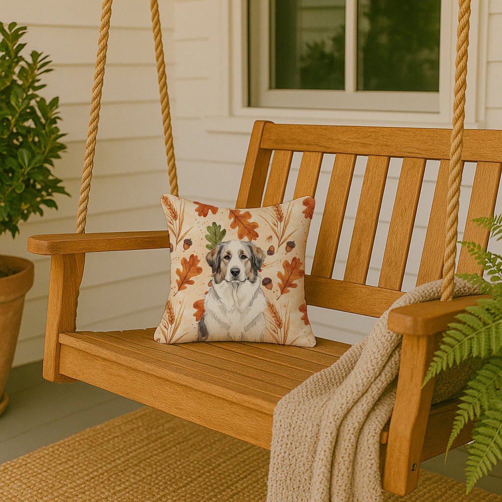 Badger Great Pyrenees Heirloom Fall Decorative Throw Pillow 14x14 Indoor Outdoor Accent Cushion, Fabric Cover with Insert for Sofa, Bed, Porch & Living Room