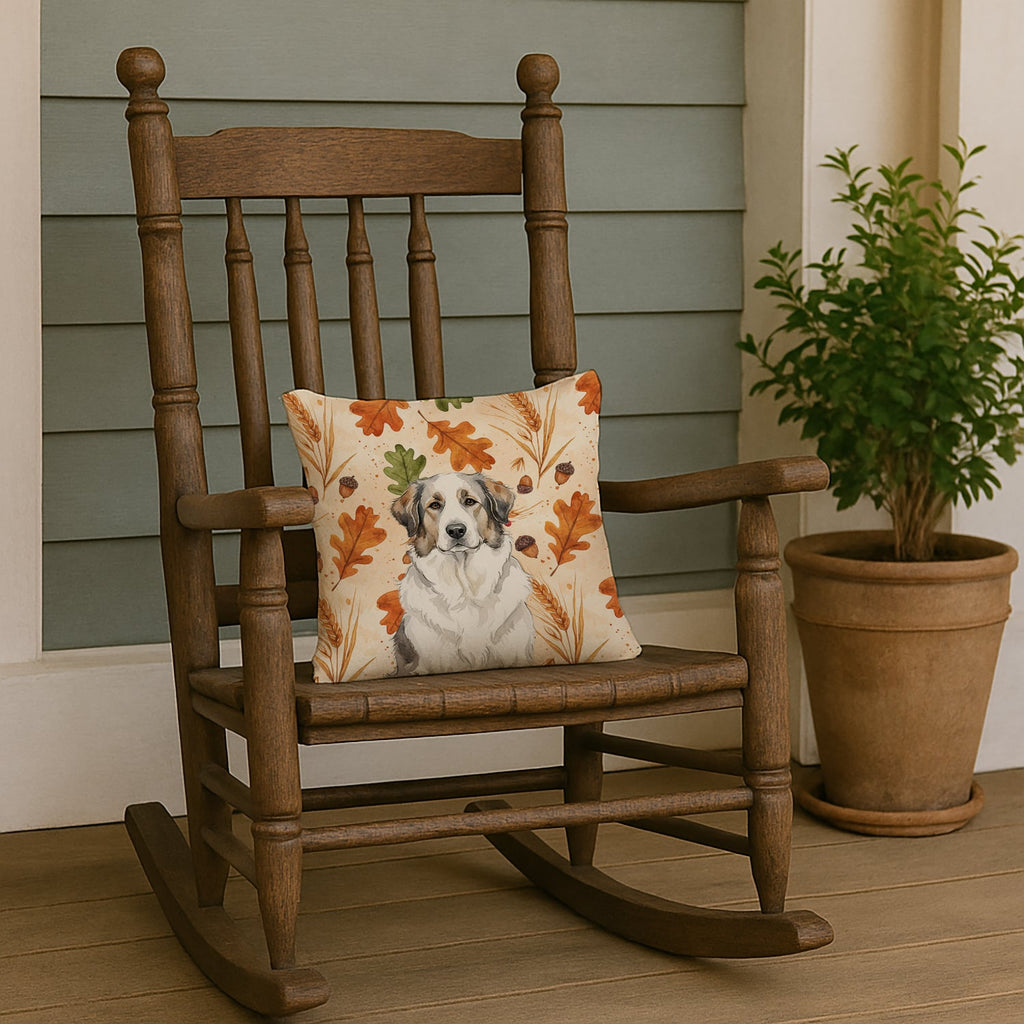 Badger Great Pyrenees Heirloom Fall Decorative Throw Pillow 14x14 Indoor Outdoor Accent Cushion, Fabric Cover with Insert for Sofa, Bed, Porch & Living Room