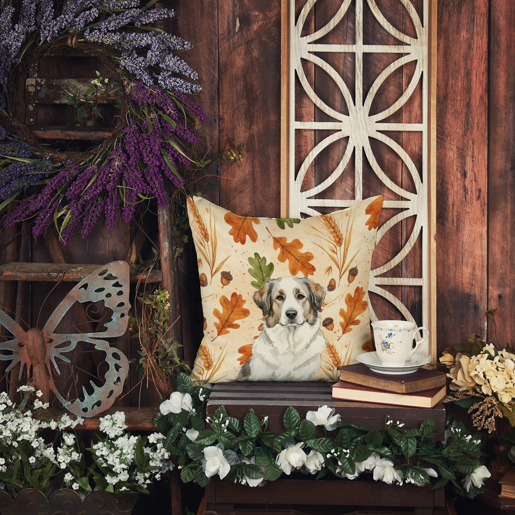Badger Great Pyrenees Heirloom Fall Decorative Throw Pillow 14x14 Indoor Outdoor Accent Cushion, Fabric Cover with Insert for Sofa, Bed, Porch & Living Room