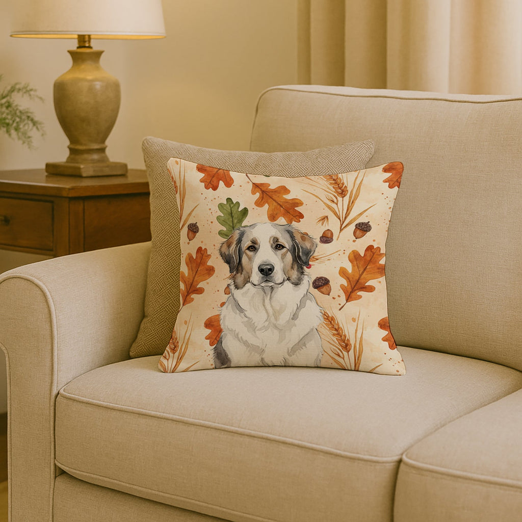 Badger Great Pyrenees Heirloom Fall Decorative Throw Pillow 18x18 Indoor Outdoor Accent Cushion, Fabric Cover with Insert for Sofa, Bed, Porch & Living Room