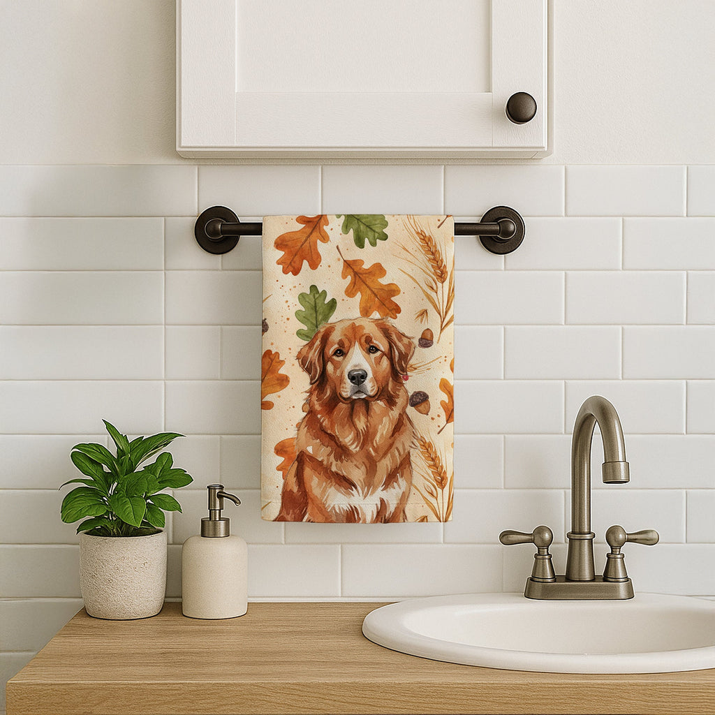 Reddish Brown Great Pyrenees Heirloom Fall Kitchen Towel Velour Plush Front and Cotton Loop Back Machine Washable