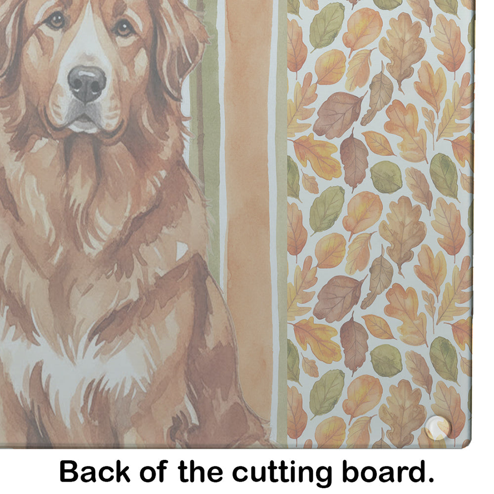 Reddish Brown Great Pyrenees Heirloom Fall Cutting Board Tempered Glass Kitchen Cutting Surface, Heat Resistant Chopping, Non-Slip Feet, Food Prep & Serving