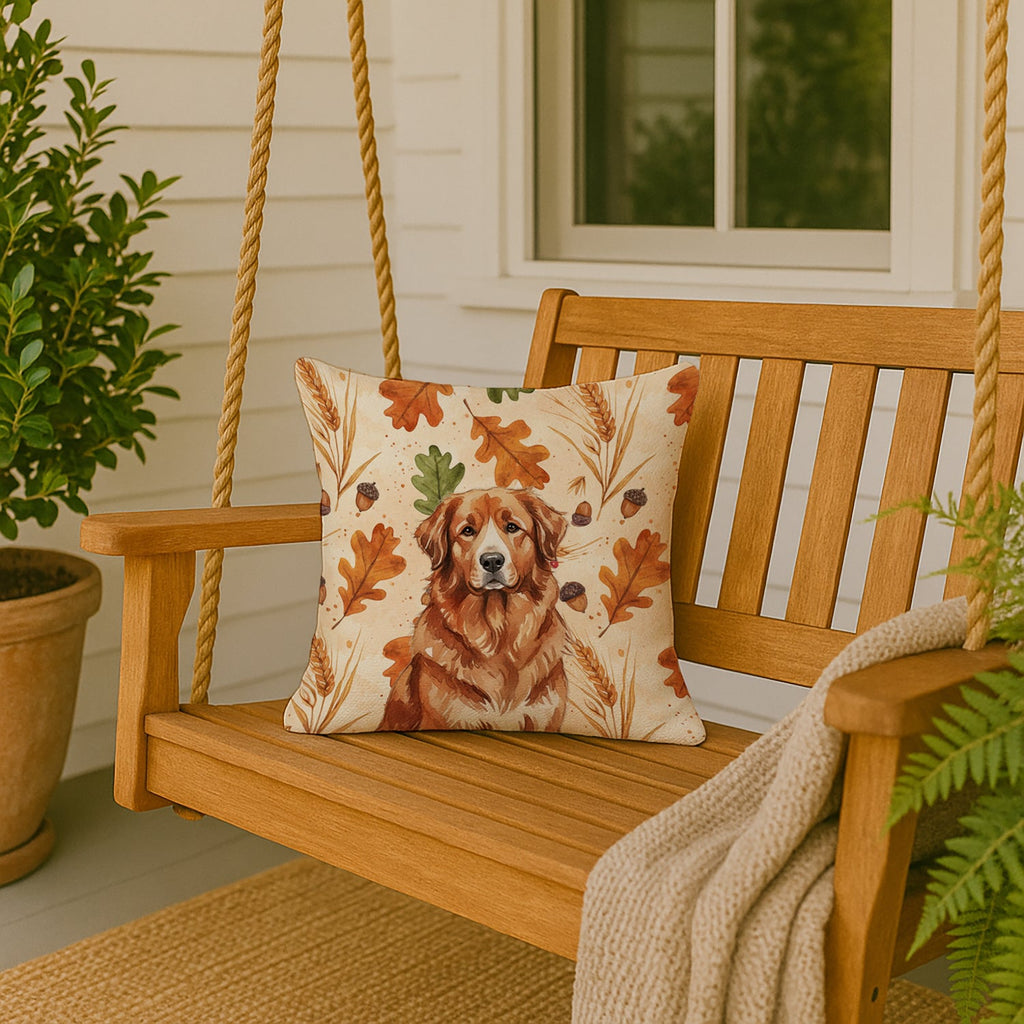 Reddish Brown Great Pyrenees Heirloom Fall Decorative Throw Pillow 18x18 Indoor Outdoor Accent Cushion, Fabric Cover with Insert for Sofa, Bed, Porch & Living Room
