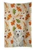 White Great Pyrenees Heirloom Fall Kitchen Towel Velour Plush Front and Cotton Loop Back Machine Washable