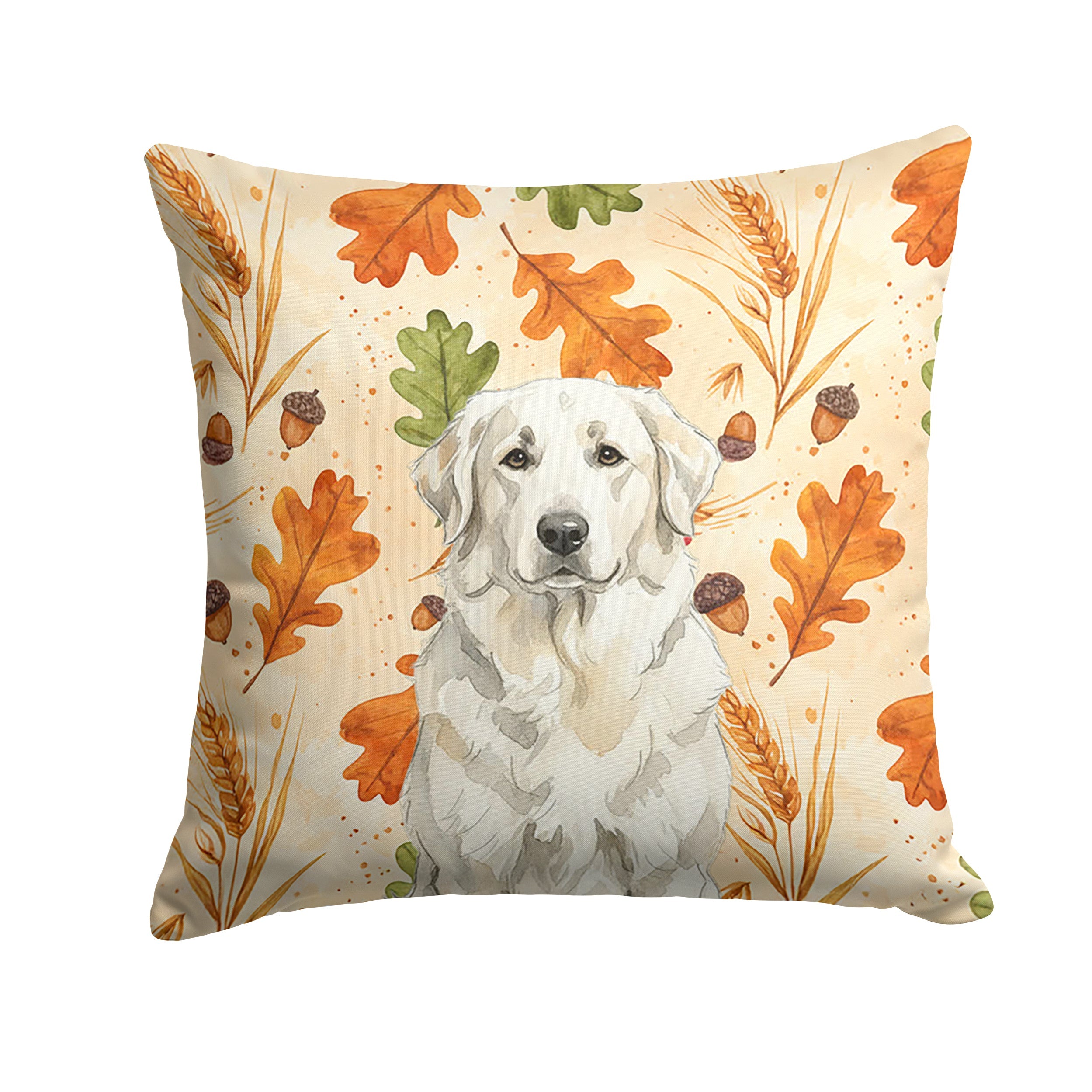White Great Pyrenees Heirloom Fall Decorative Throw Pillow 18x18 Indoor Outdoor Accent Cushion, Fabric Cover with Insert for Sofa, Bed, Porch & Living Room