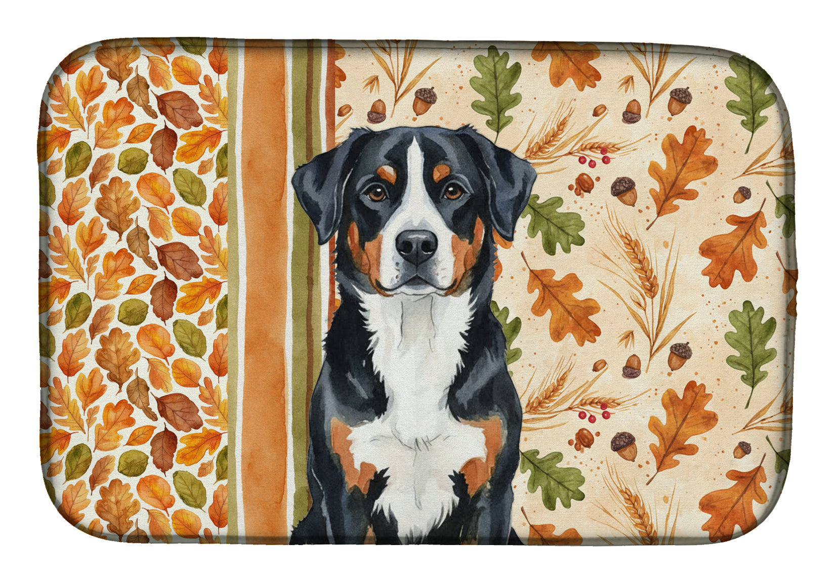 Greater Swiss Mountain Dog Heirloom Fall Dish Drying Mat Absorbent Dish Drying Mat Pad for Kitchen Counter Dish Drainer Mat for Countertop, 14 x 21", Multicolor
