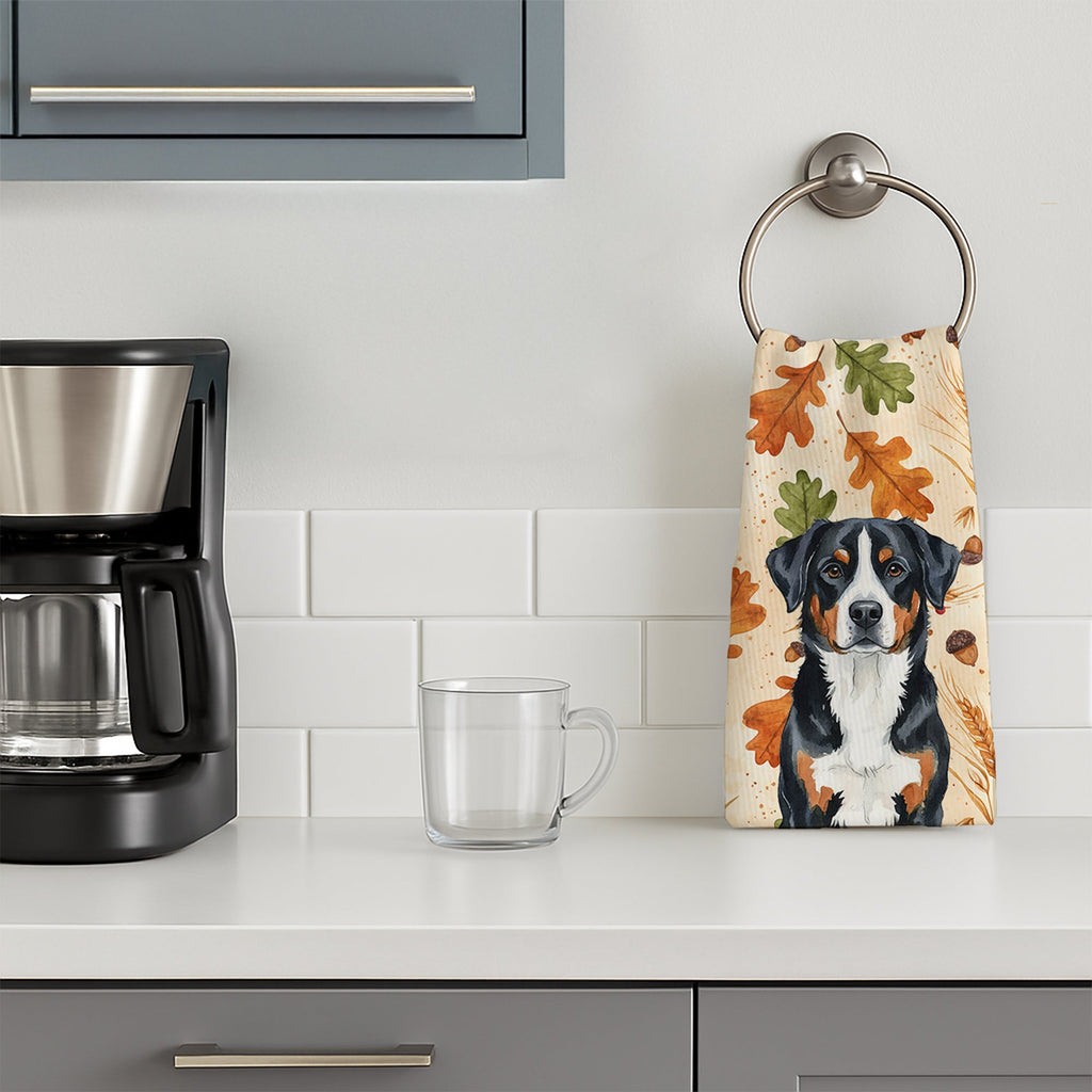 Greater Swiss Mountain Dog Heirloom Fall Kitchen Towel Velour Plush Front and Cotton Loop Back Machine Washable
