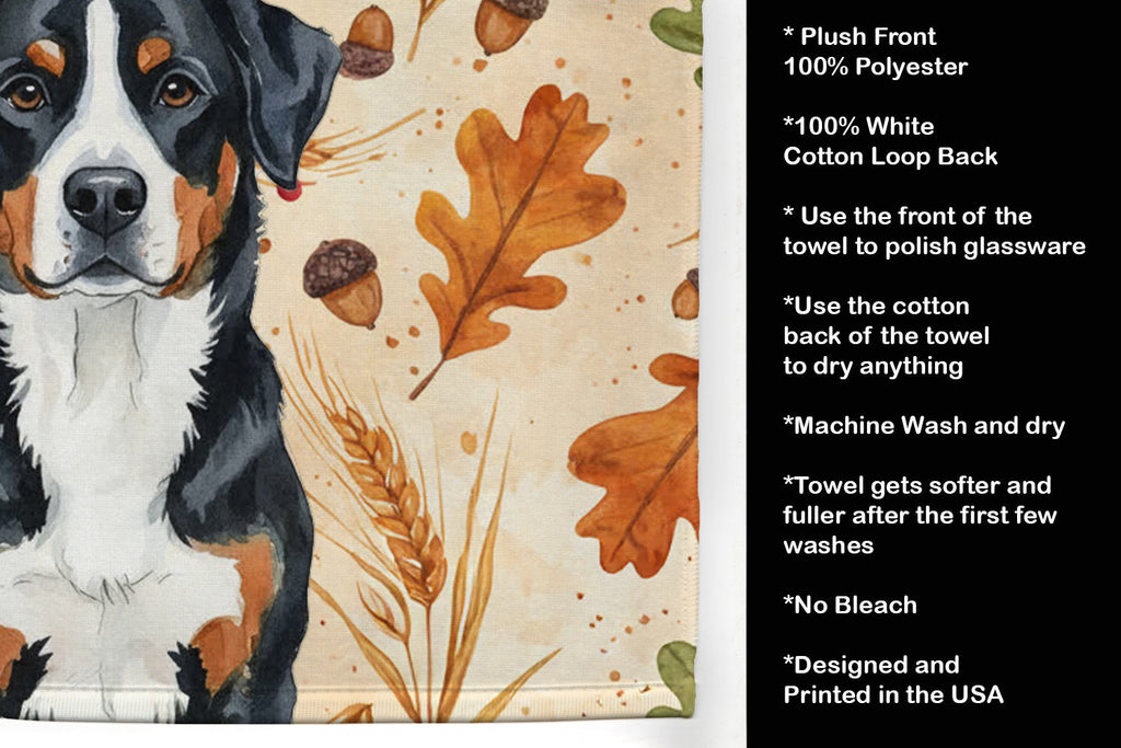 Greater Swiss Mountain Dog Heirloom Fall Kitchen Towel Velour Plush Front and Cotton Loop Back Machine Washable