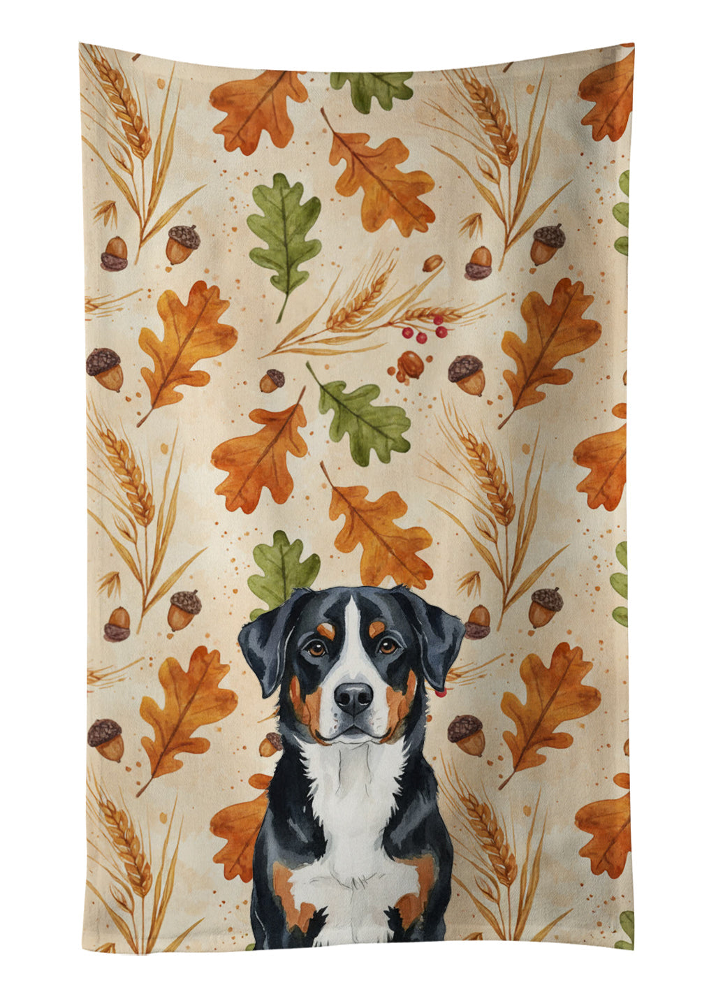 Greater Swiss Mountain Dog Heirloom Fall Kitchen Towel Velour Plush Front and Cotton Loop Back Machine Washable