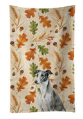 Black and White Greyhound Heirloom Fall Kitchen Towel Velour Plush Front and Cotton Loop Back Machine Washable
