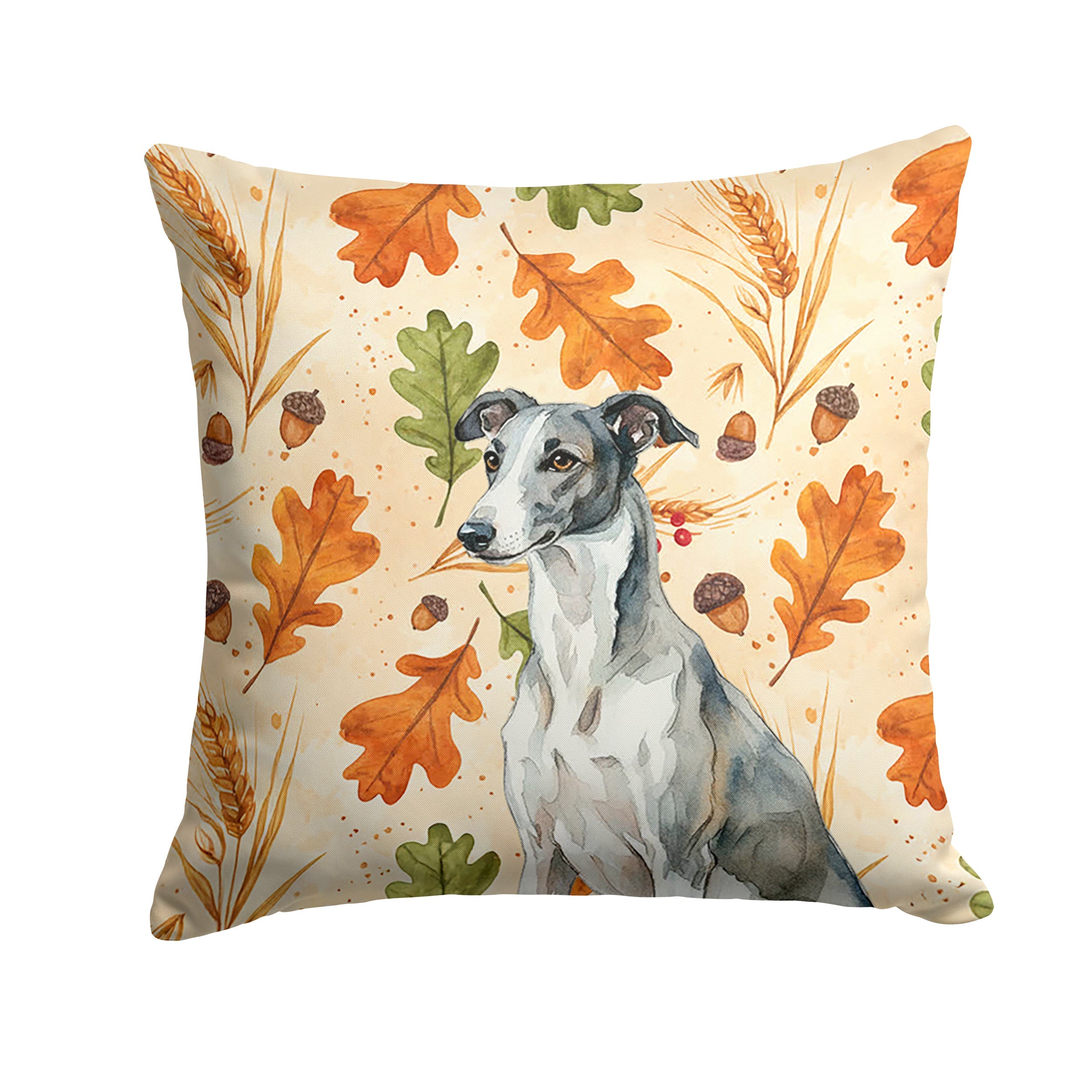 Black and White Greyhound Heirloom Fall Decorative Throw Pillow 18x18 Indoor Outdoor Accent Cushion, Fabric Cover with Insert for Sofa, Bed, Porch & Living Room