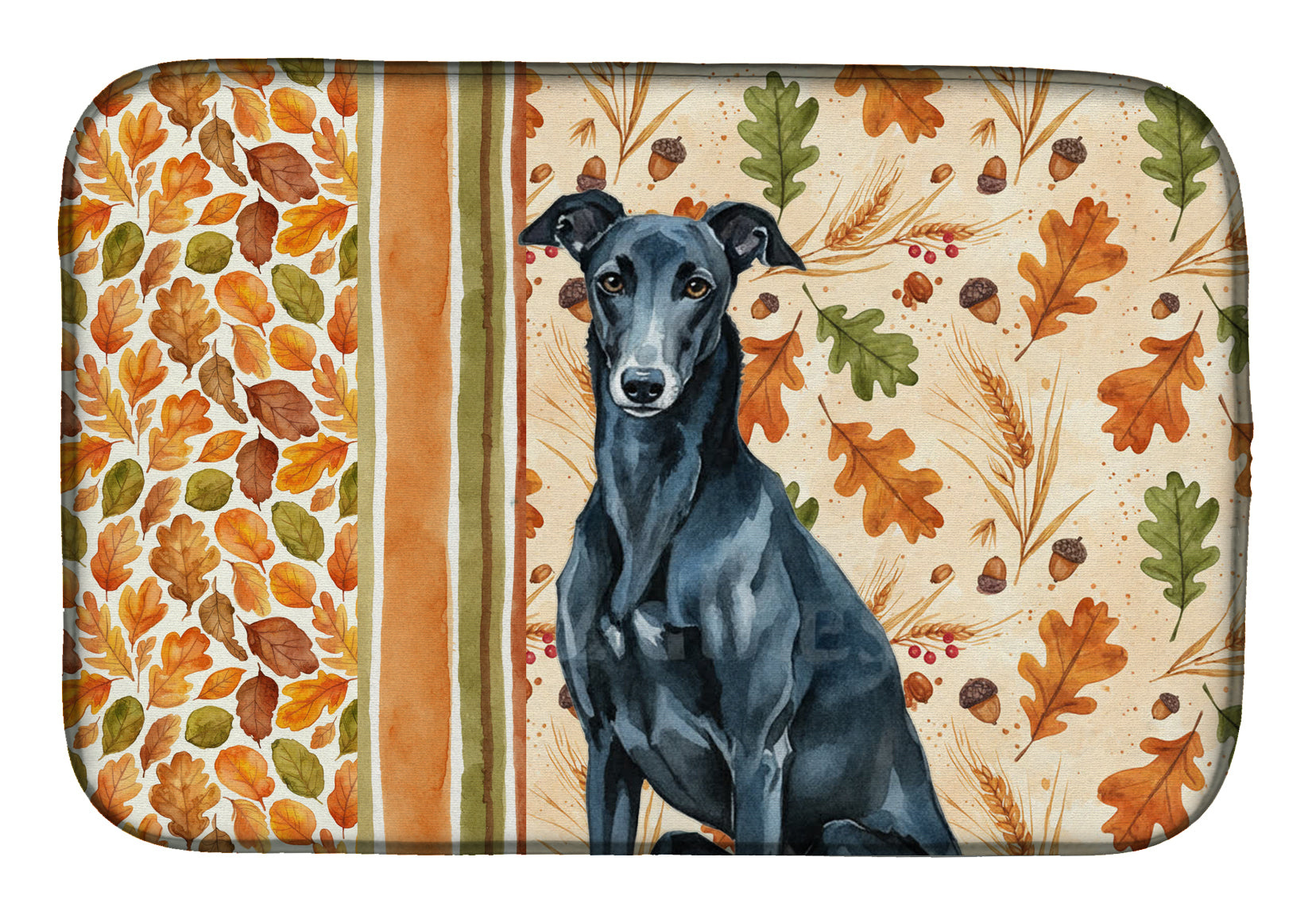 Black Greyhound Heirloom Fall Dish Drying Mat Absorbent Dish Drying Mat Pad for Kitchen Counter Dish Drainer Mat for Countertop, 14 x 21", Multicolor