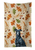 Black Greyhound Heirloom Fall Kitchen Towel Velour Plush Front and Cotton Loop Back Machine Washable