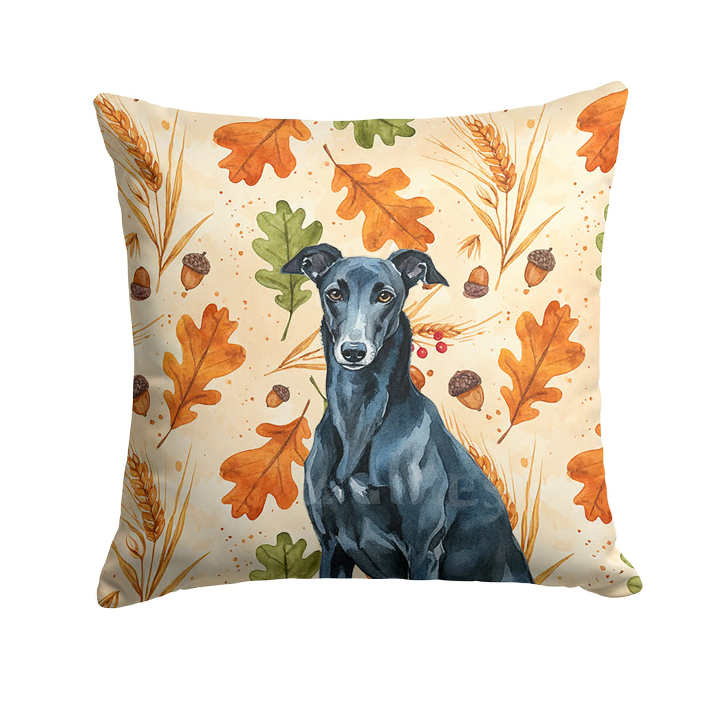 Black Greyhound Heirloom Fall Decorative Throw Pillow 14x14 Indoor Outdoor Accent Cushion, Fabric Cover with Insert for Sofa, Bed, Porch & Living Room