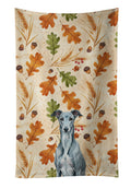 Blue Brindle Greyhound Heirloom Fall Kitchen Towel Velour Plush Front and Cotton Loop Back Machine Washable