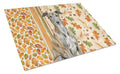 Brindle Greyhound Heirloom Fall Cutting Board Tempered Glass Kitchen Cutting Surface, Heat Resistant Chopping, Non-Slip Feet, Food Prep & Serving