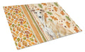 Fawn Greyhound Heirloom Fall Cutting Board Tempered Glass Kitchen Cutting Surface, Heat Resistant Chopping, Non-Slip Feet, Food Prep & Serving