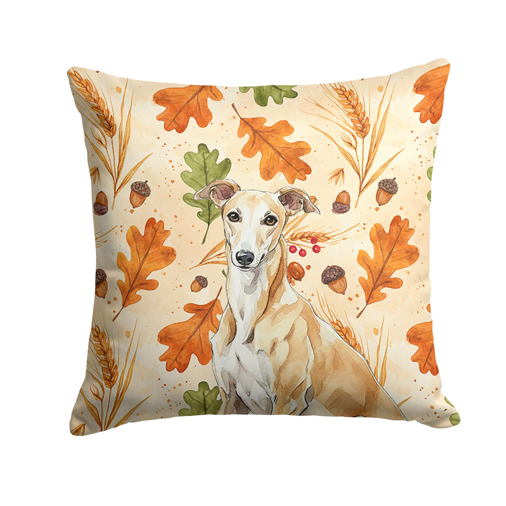 Fawn Greyhound Heirloom Fall Decorative Throw Pillow 14x14 Indoor Outdoor Accent Cushion, Fabric Cover with Insert for Sofa, Bed, Porch & Living Room