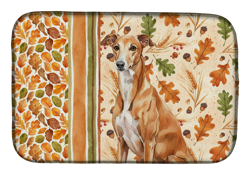 Red Greyhound Heirloom Fall Dish Drying Mat Absorbent Dish Drying Mat Pad for Kitchen Counter Dish Drainer Mat for Countertop, 14 x 21", Multicolor