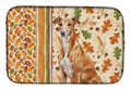 Red Greyhound Heirloom Fall Dish Drying Mat Absorbent Dish Drying Mat Pad for Kitchen Counter Dish Drainer Mat for Countertop, 14 x 21", Multicolor