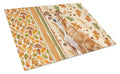 Red Greyhound Heirloom Fall Cutting Board Tempered Glass Kitchen Cutting Surface, Heat Resistant Chopping, Non-Slip Feet, Food Prep & Serving