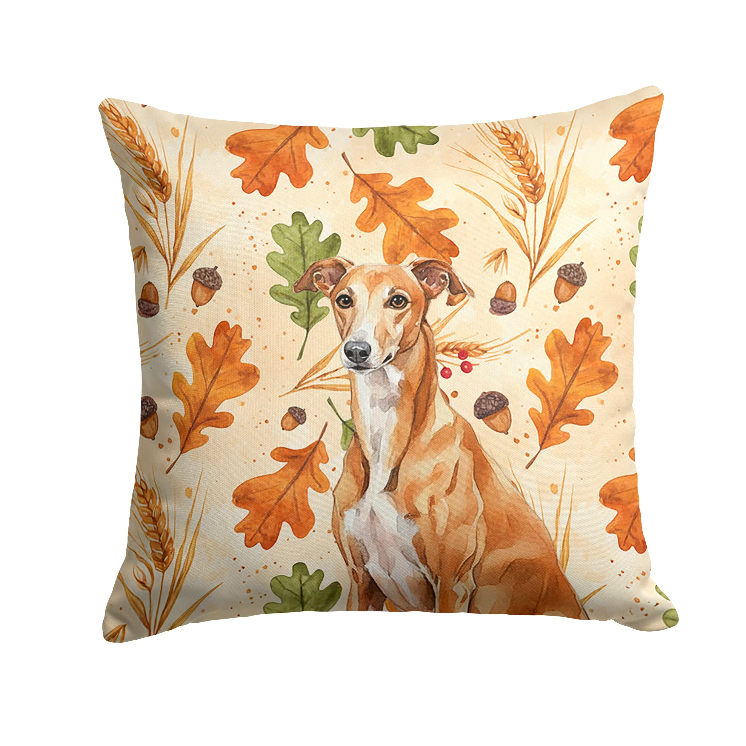 Red Greyhound Heirloom Fall Decorative Throw Pillow 18x18 Indoor Outdoor Accent Cushion, Fabric Cover with Insert for Sofa, Bed, Porch & Living Room