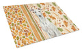 White Greyhound Heirloom Fall Cutting Board Tempered Glass Kitchen Cutting Surface, Heat Resistant Chopping, Non-Slip Feet, Food Prep & Serving
