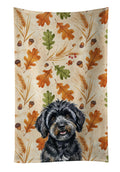 Black Havanese Heirloom Fall Kitchen Towel Velour Plush Front and Cotton Loop Back Machine Washable