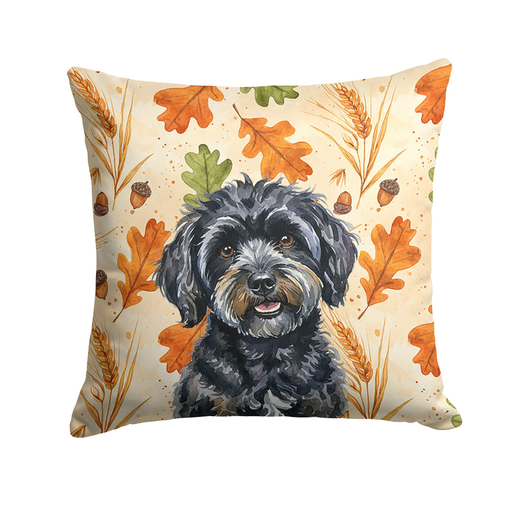 Black Havanese Heirloom Fall Decorative Throw Pillow 14x14 Indoor Outdoor Accent Cushion, Fabric Cover with Insert for Sofa, Bed, Porch & Living Room