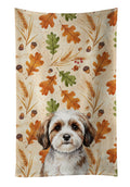 Parti-color Havanese Heirloom Fall Kitchen Towel Velour Plush Front and Cotton Loop Back Machine Washable