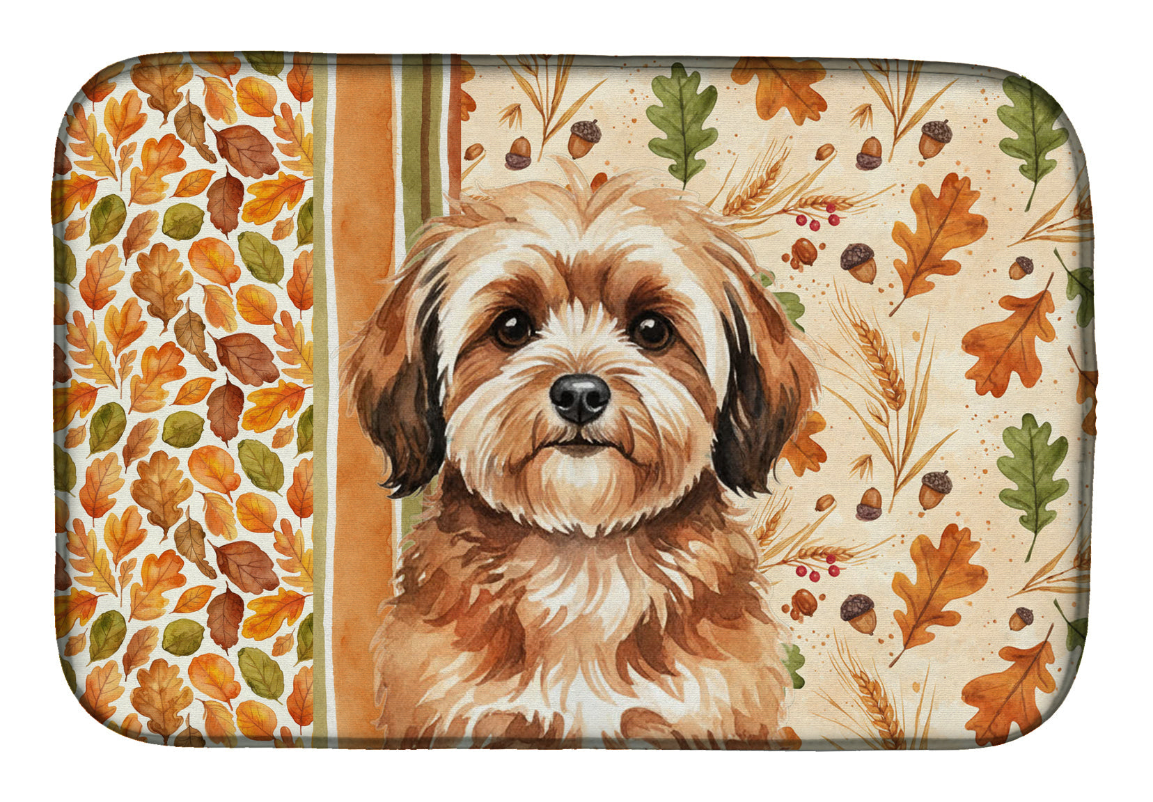 Sable Havanese Heirloom Fall Dish Drying Mat Absorbent Dish Drying Mat Pad for Kitchen Counter Dish Drainer Mat for Countertop, 14 x 21", Multicolor