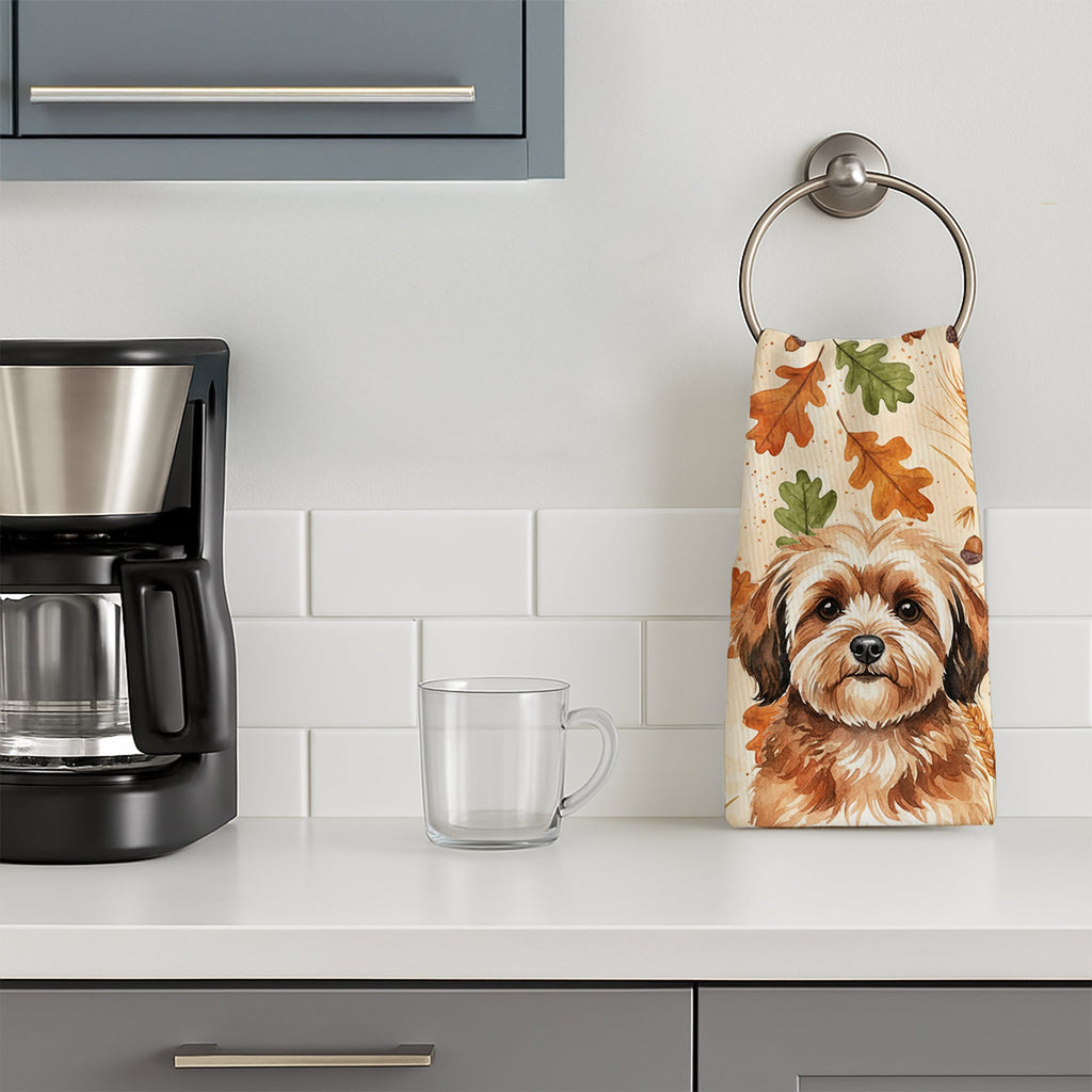 Sable Havanese Heirloom Fall Kitchen Towel Velour Plush Front and Cotton Loop Back Machine Washable